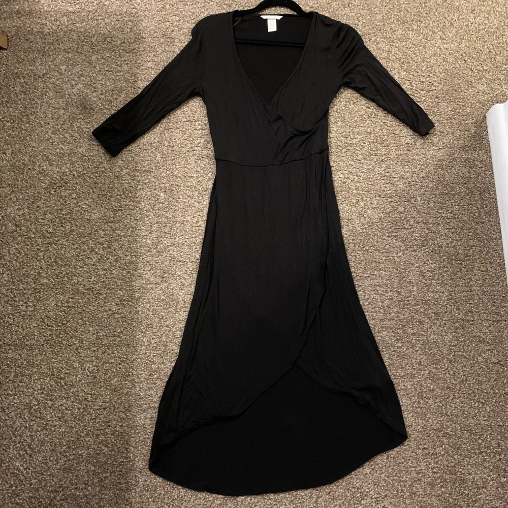 Basic high low black dress